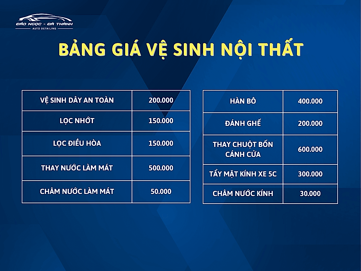 bang gia ve sinh noi that